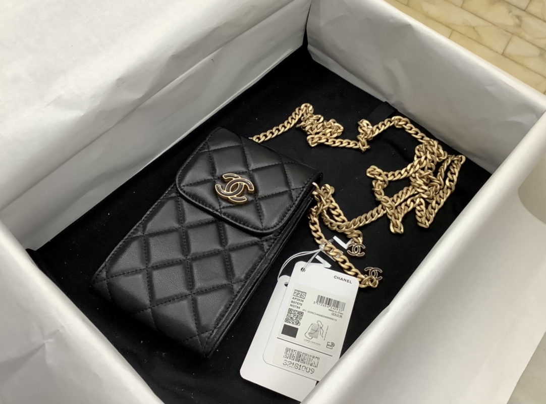 Chanel Ohanel Phone Bag Black Leather