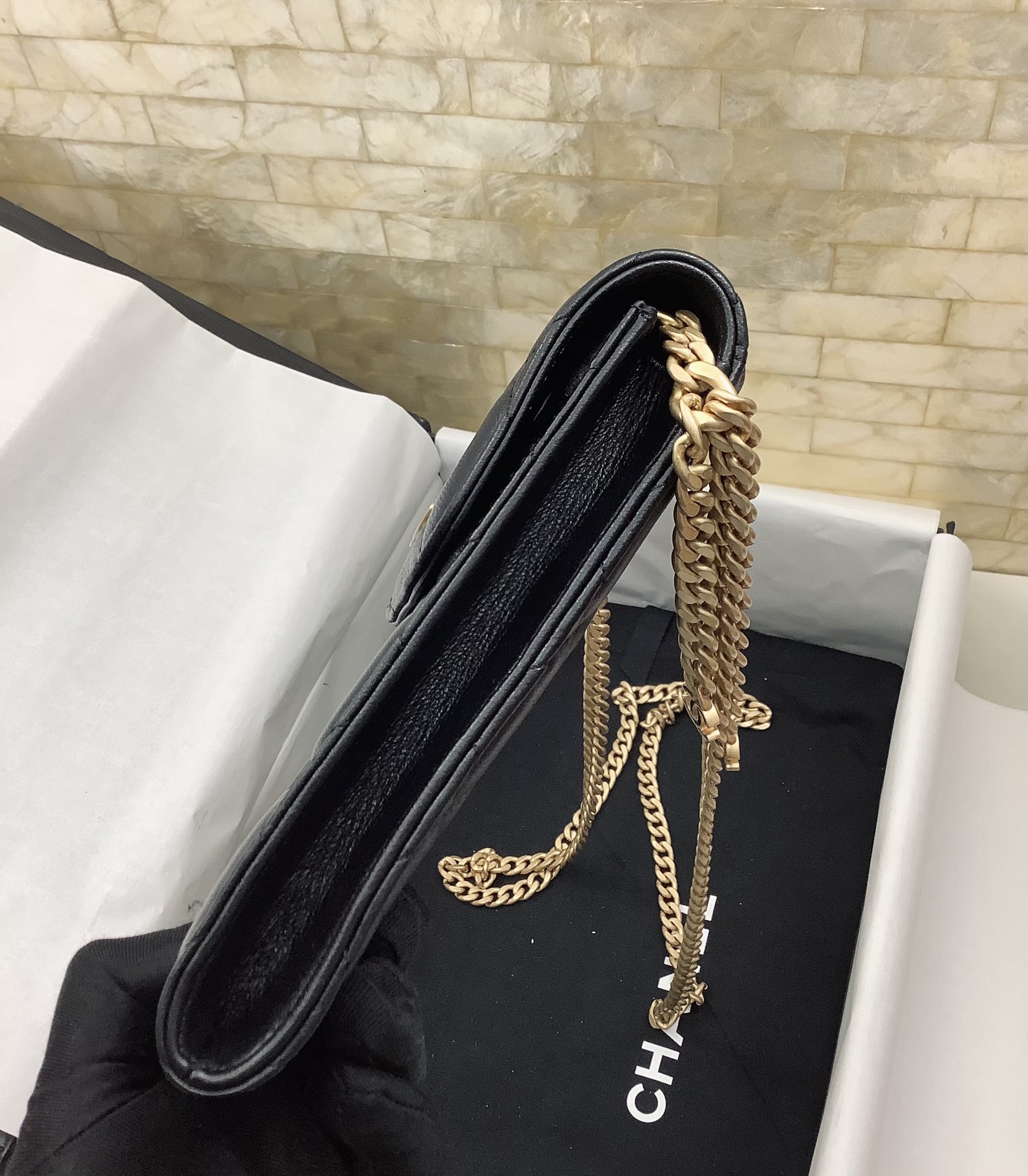 Chanel Ohanel Phone Bag Black Leather