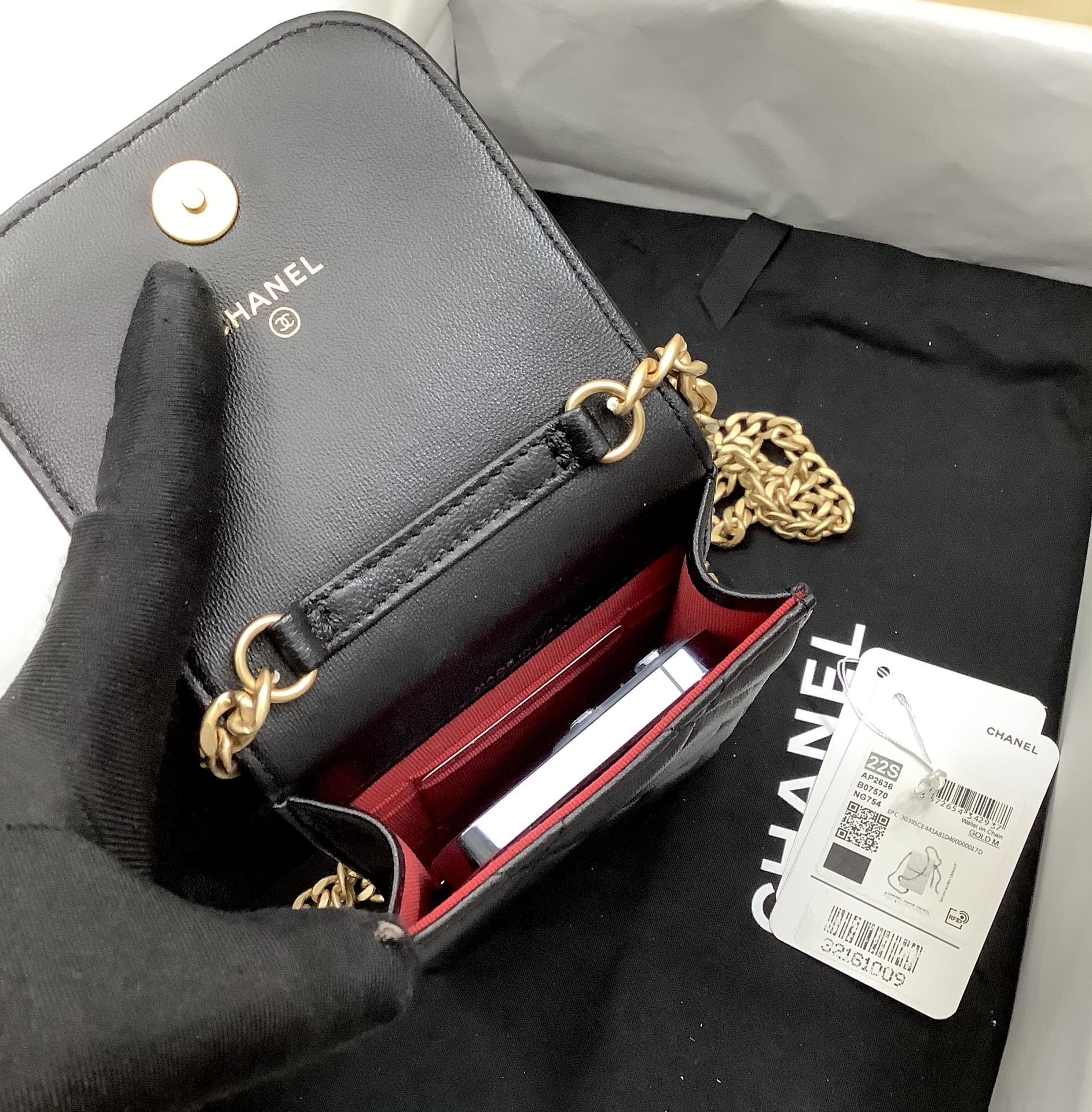 Chanel Ohanel Phone Bag Black Leather