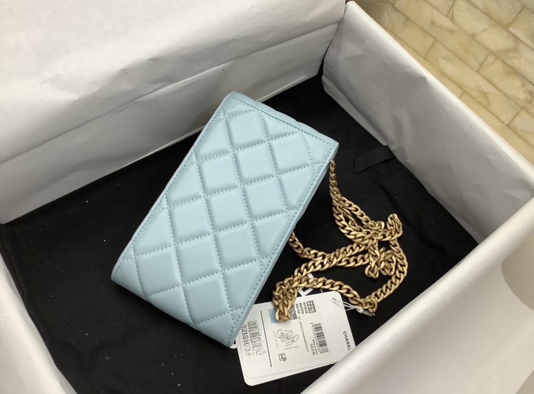 Chanel Ohanel Phone Bag Blue Leather