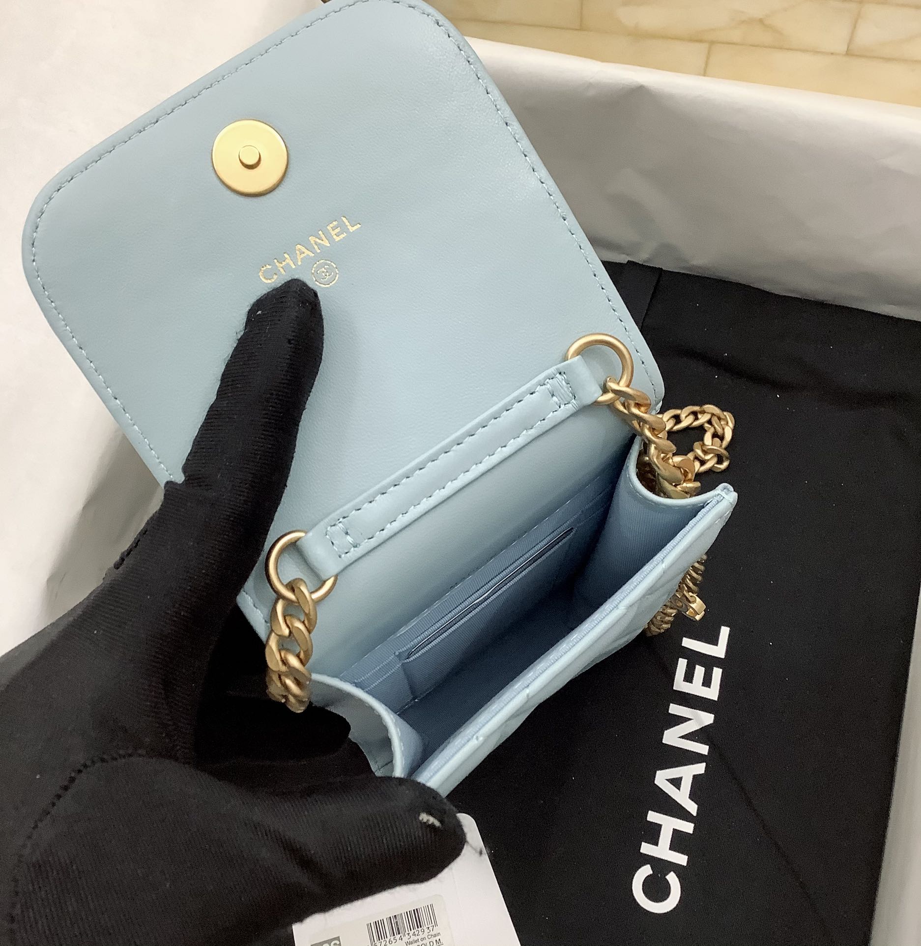 Chanel Ohanel Phone Bag Blue Leather