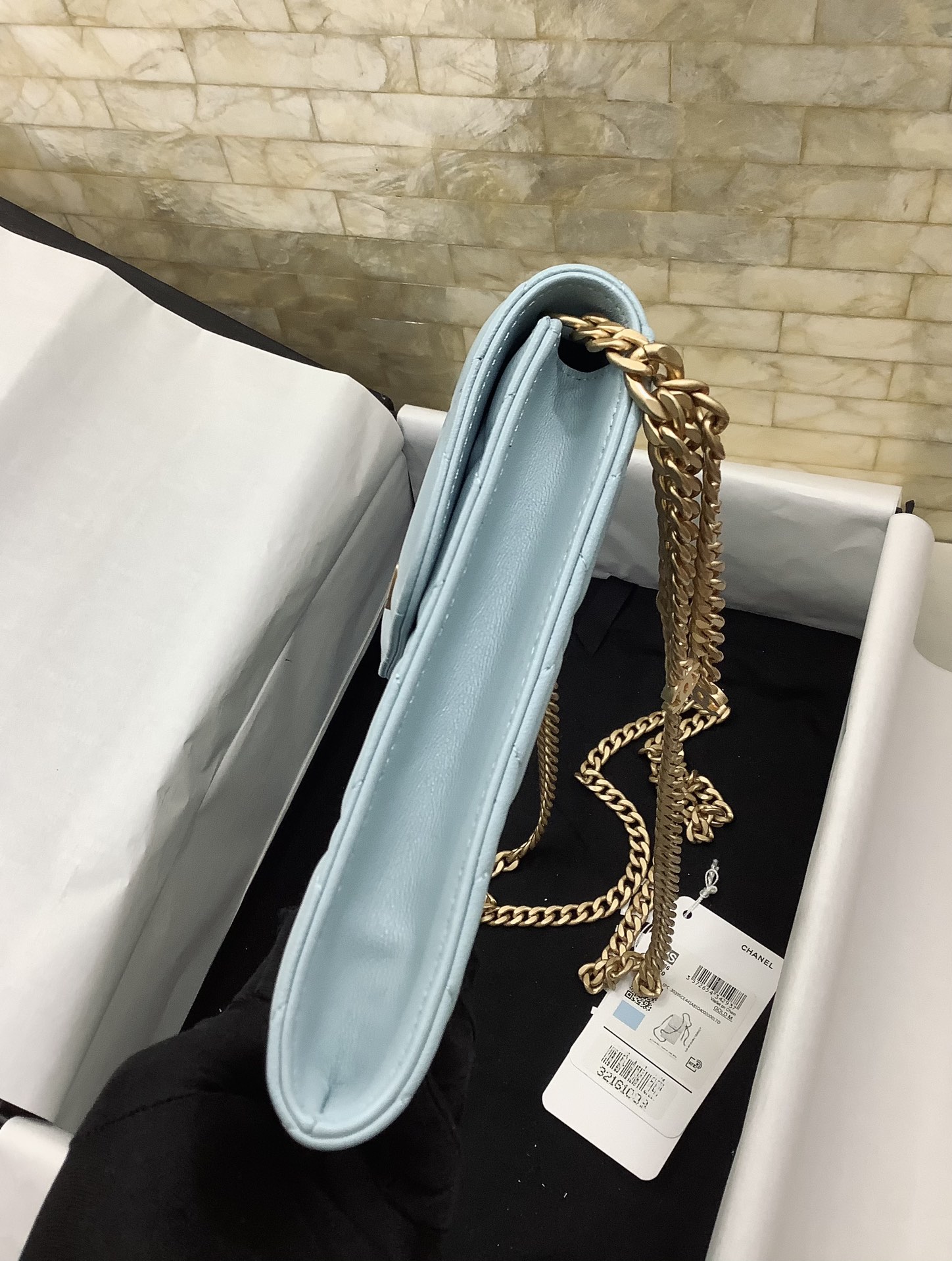 Chanel Ohanel Phone Bag Blue Leather