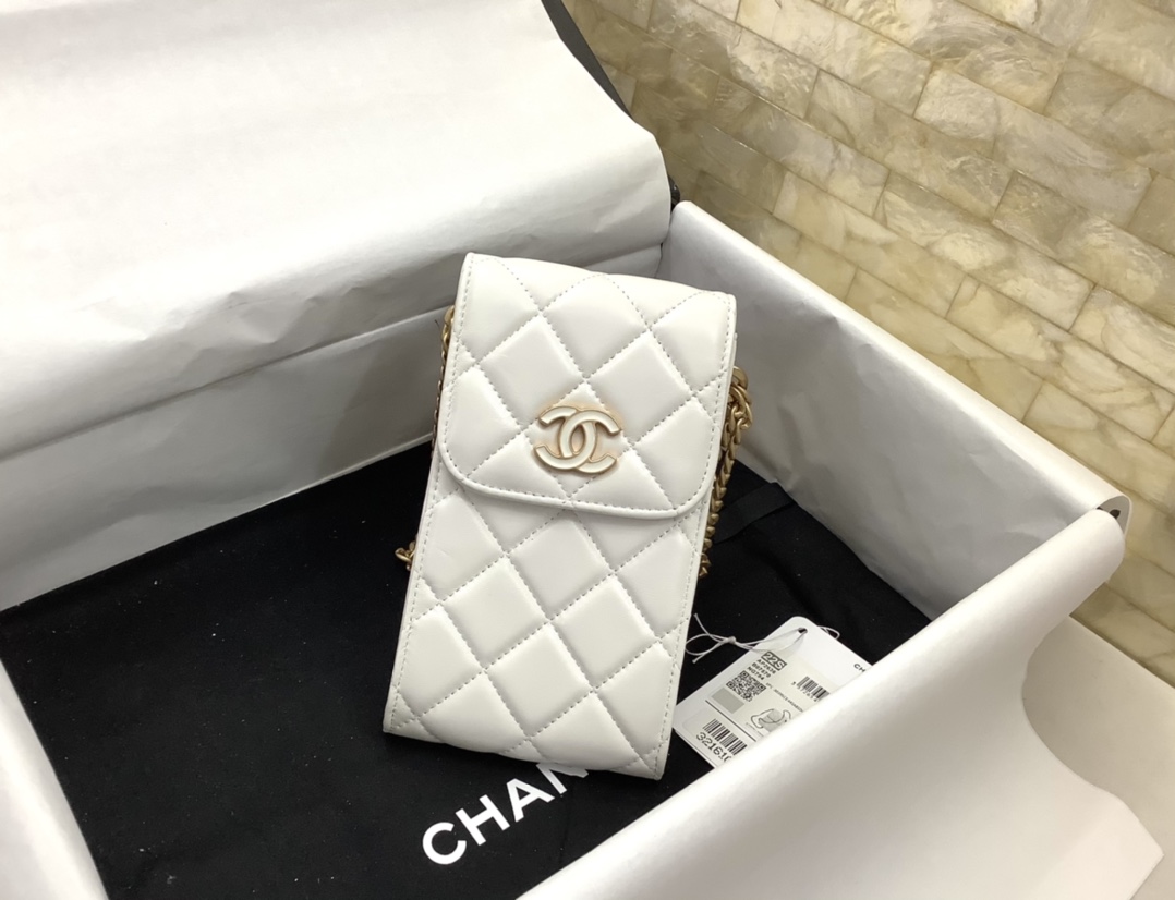 Chanel Ohanel Phone Bag White Leather