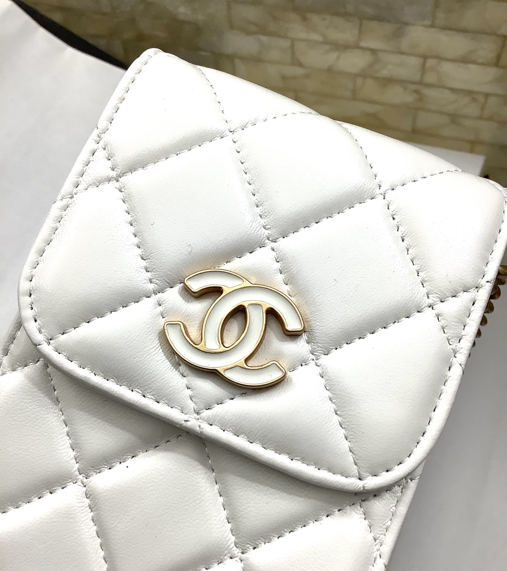 Chanel Ohanel Phone Bag White Leather