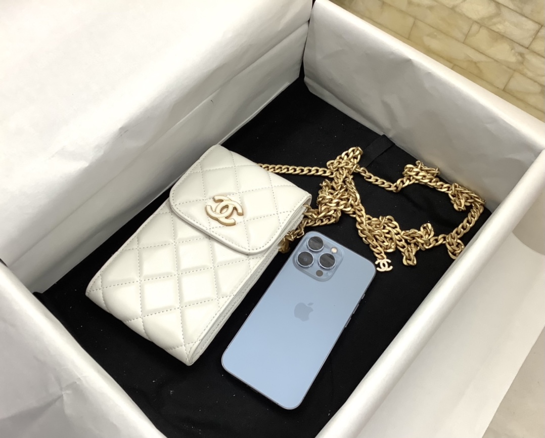 Chanel Ohanel Phone Bag White Leather