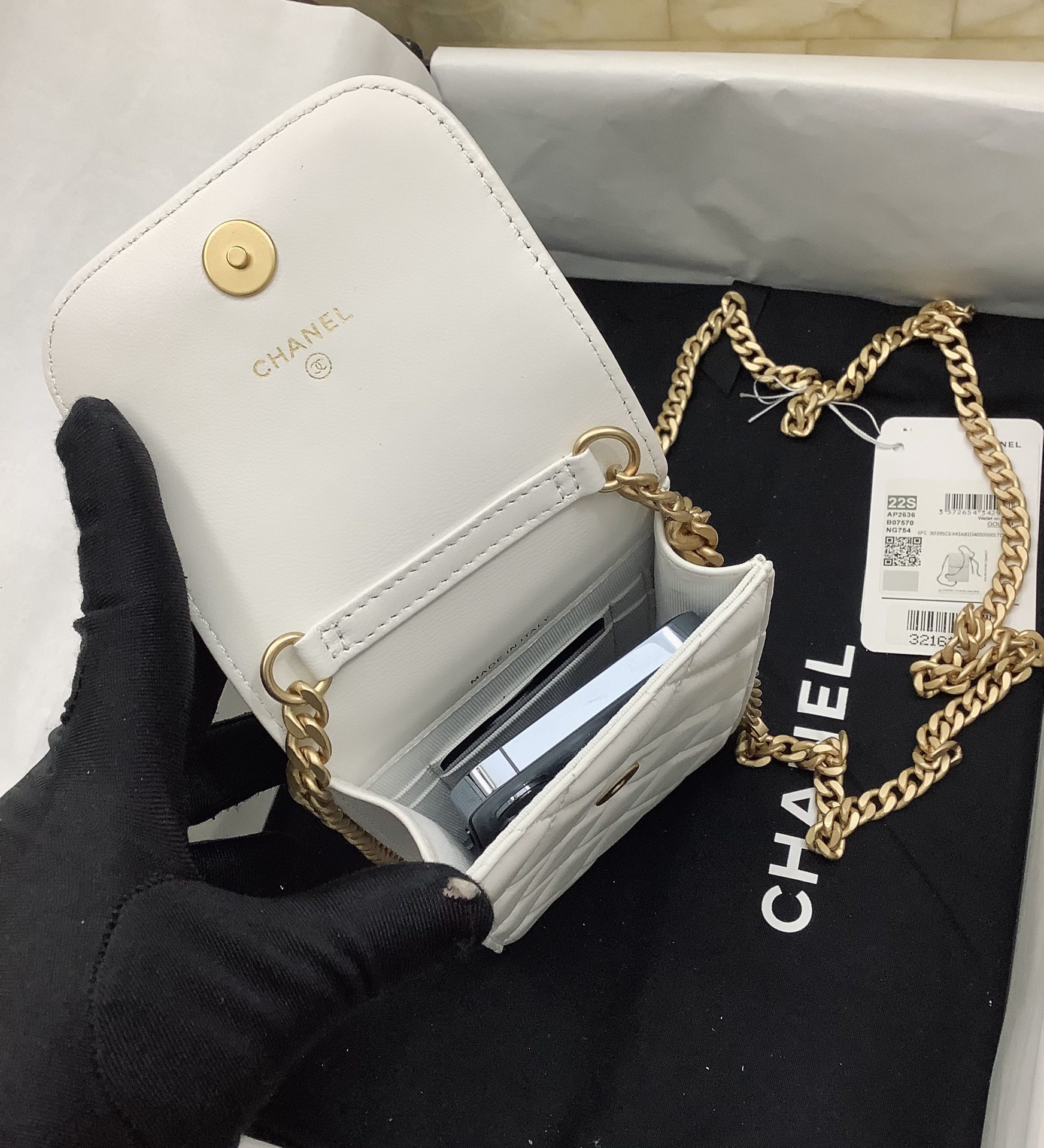 Chanel Ohanel Phone Bag White Leather