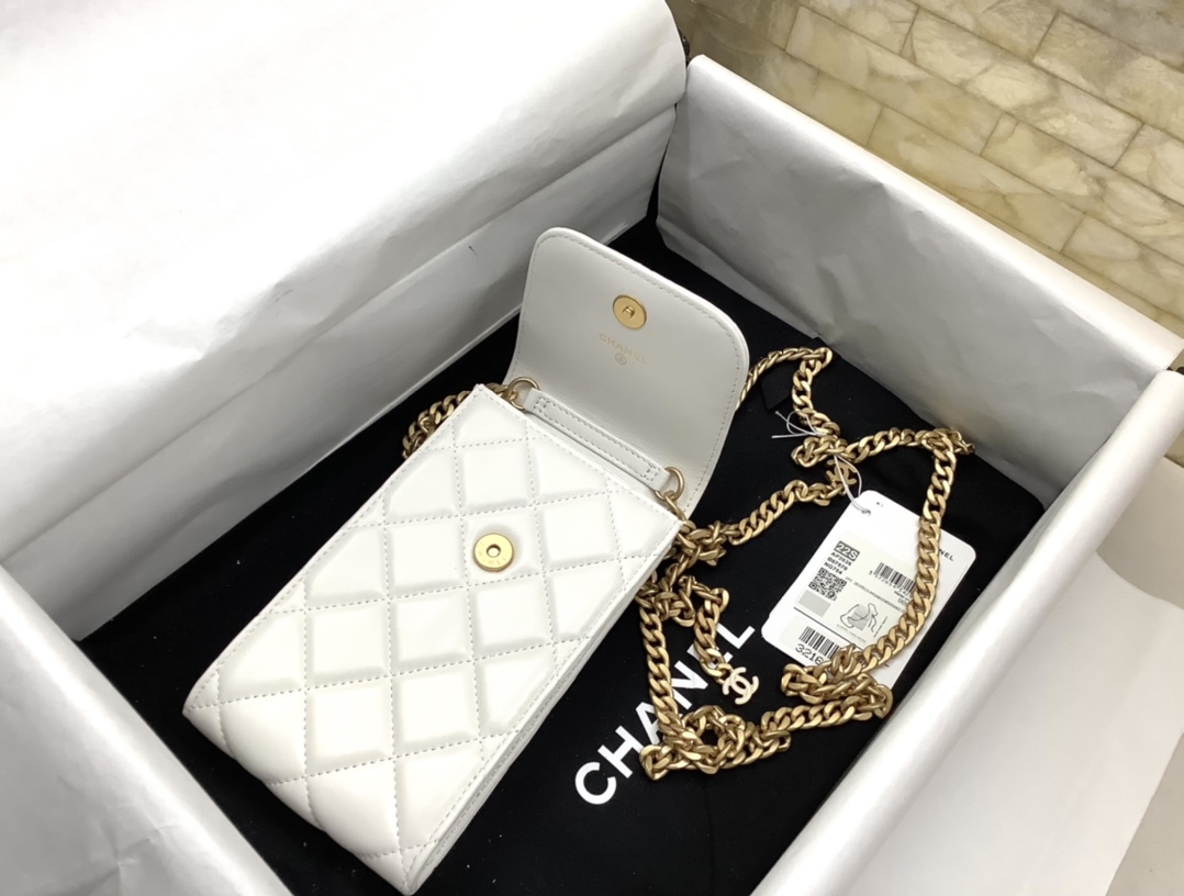 Chanel Ohanel Phone Bag White Leather