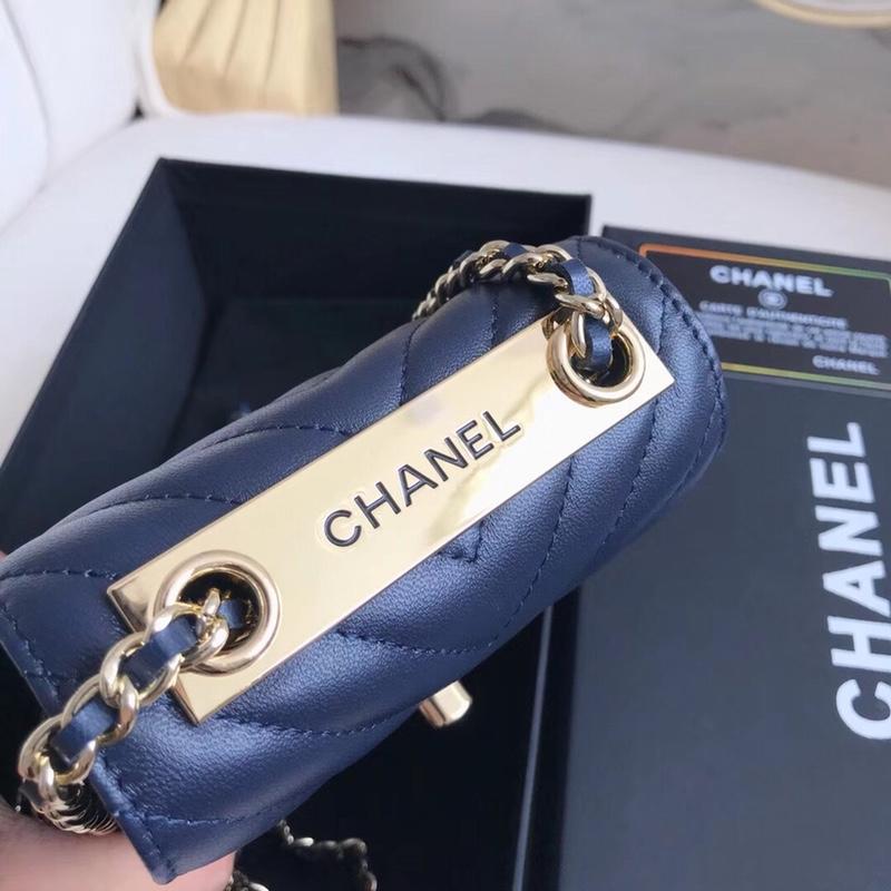 Chanel Phone Bag With Gold Tone Blue