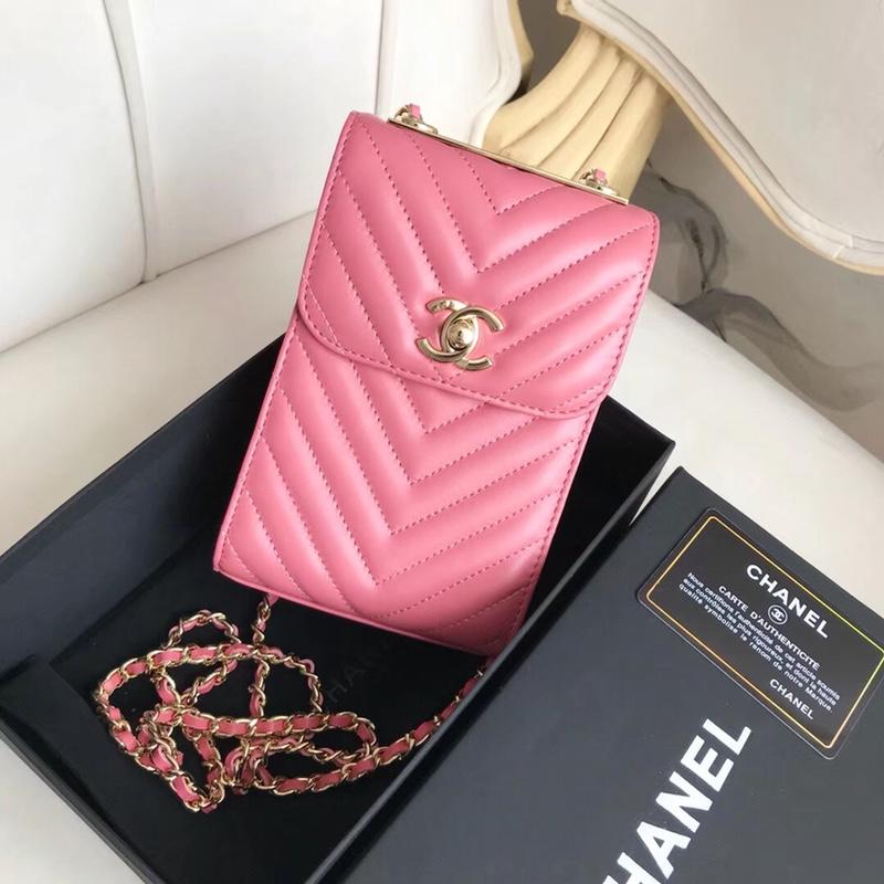 Chanel Phone Bag With Gold Tone Pink