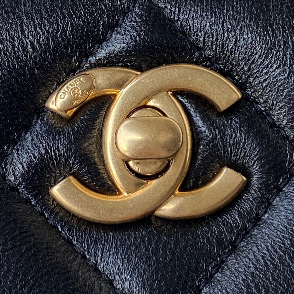 Chanel Small Hobe Bag Lambskin  Gold-Tone Metal Black AS3223