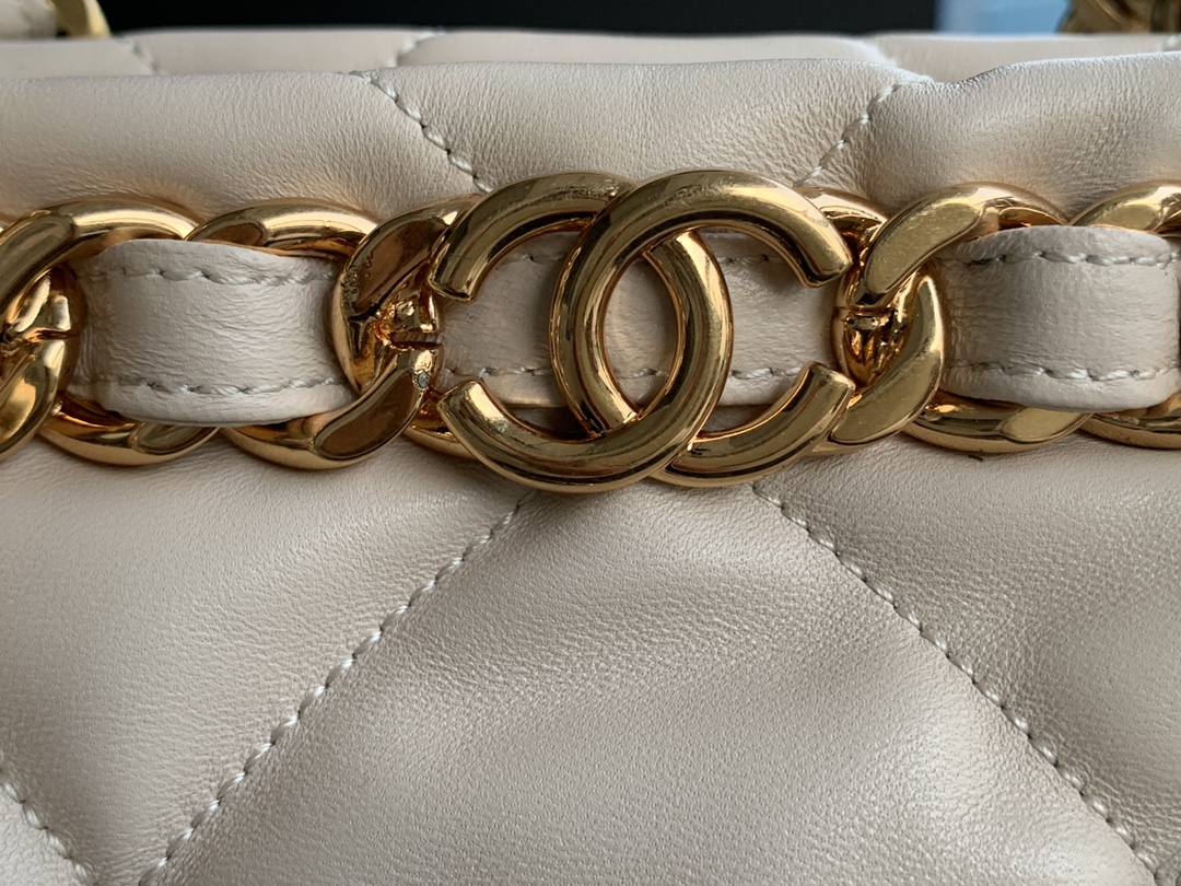 Chanel Small Shopping Bag Lambskin Gold-Tone Metal Beige AS3502