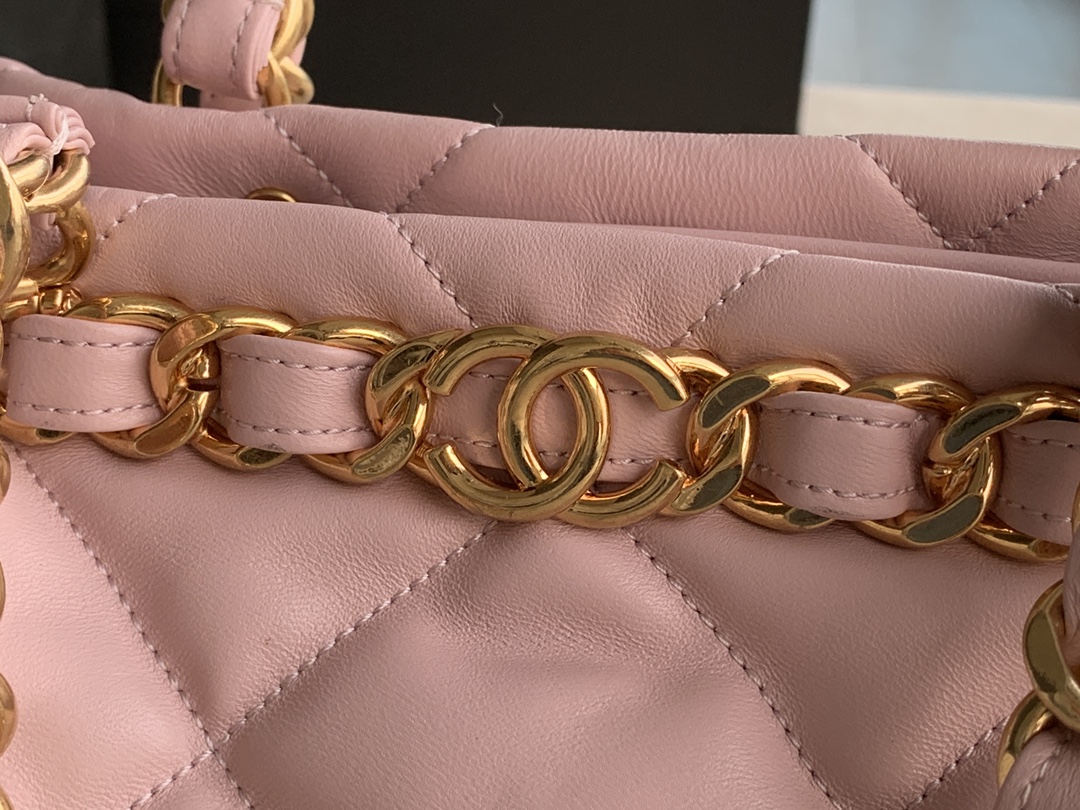 Chanel Small Shopping Bag Lambskin Gold-Tone Metal Pink AS3502