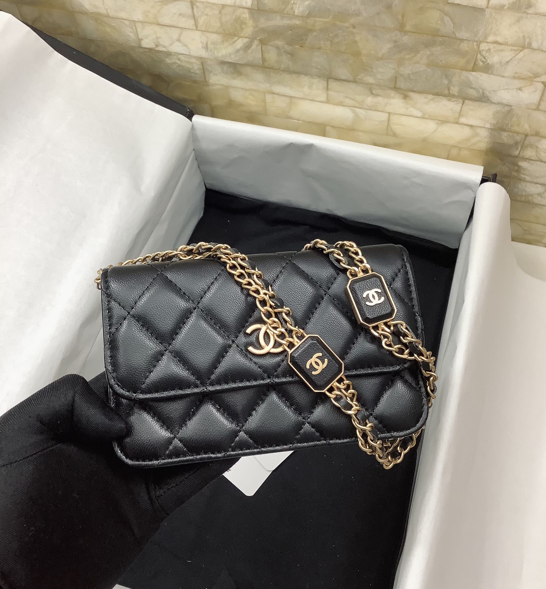 Chanel Small Woc Wallet On Chain With Fashion Chain Black