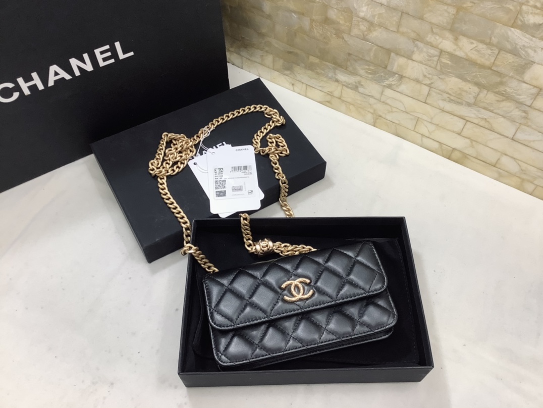 Chanel Small Woc Wallet on Chain Pearl Crush Black