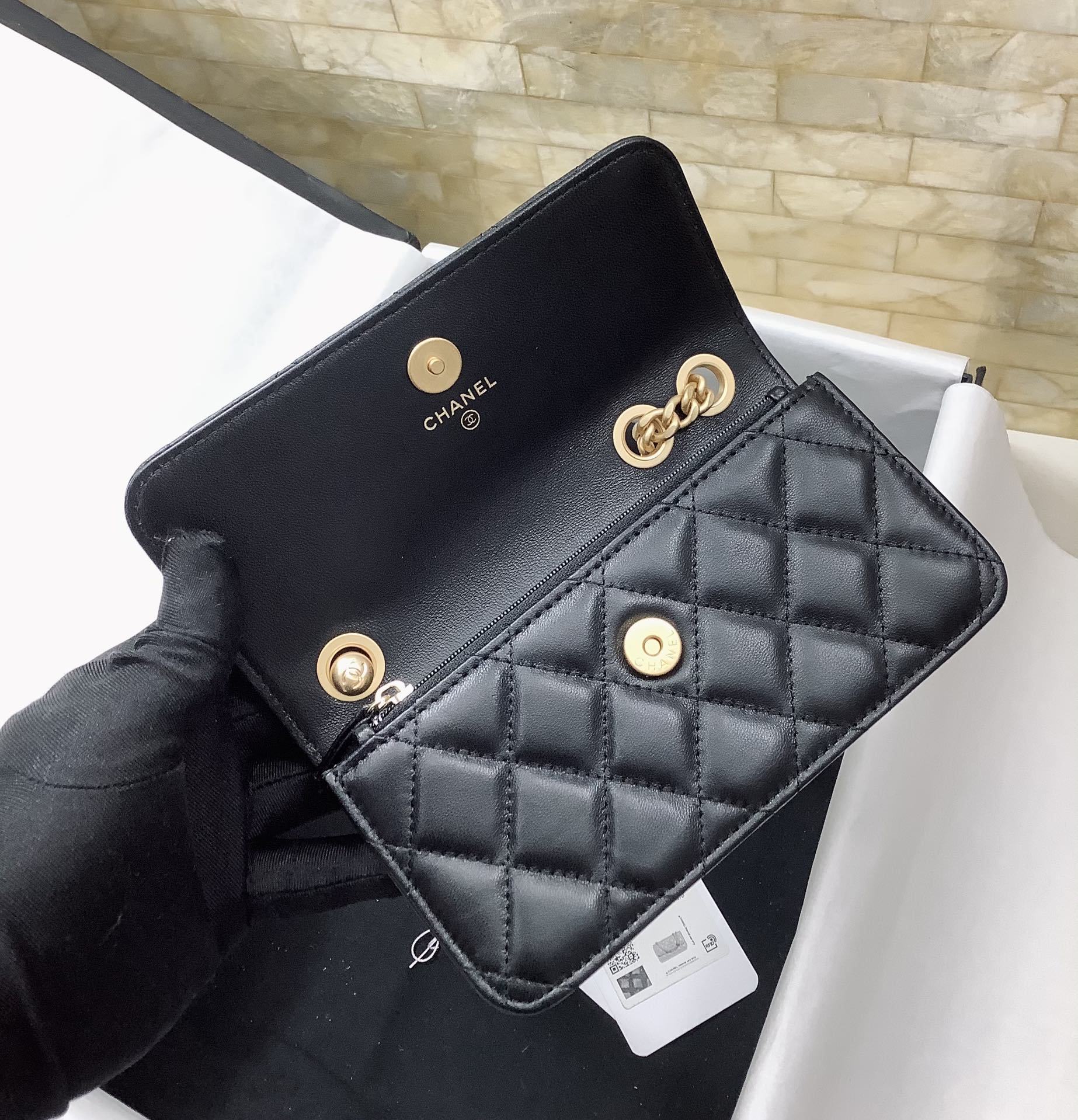 Chanel Small Woc Wallet on Chain Pearl Crush Black