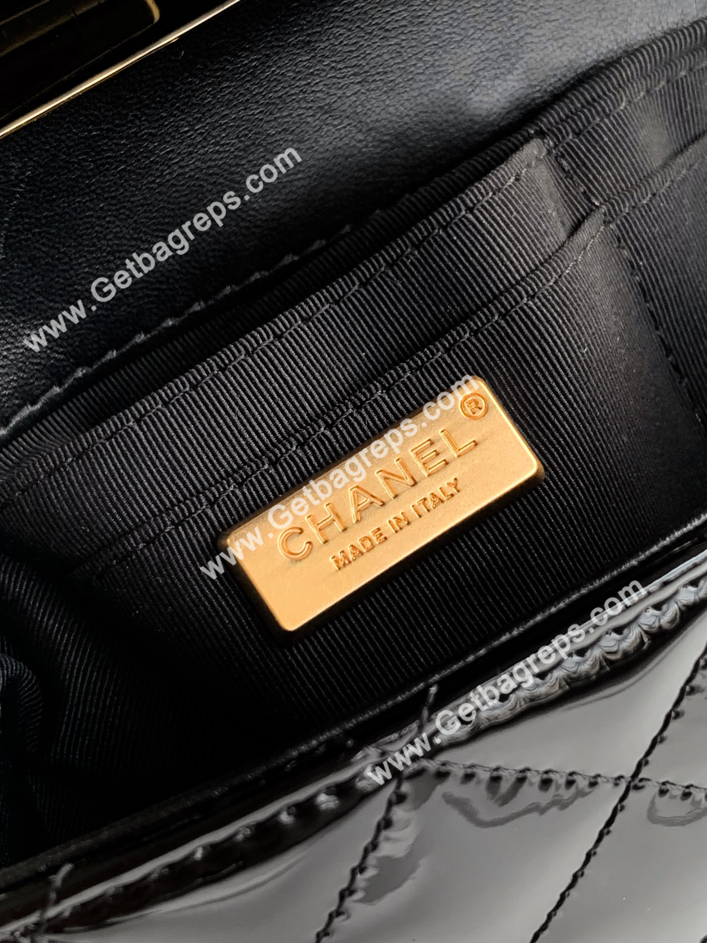 Chanel Top Handle Bag Black Patent Leather