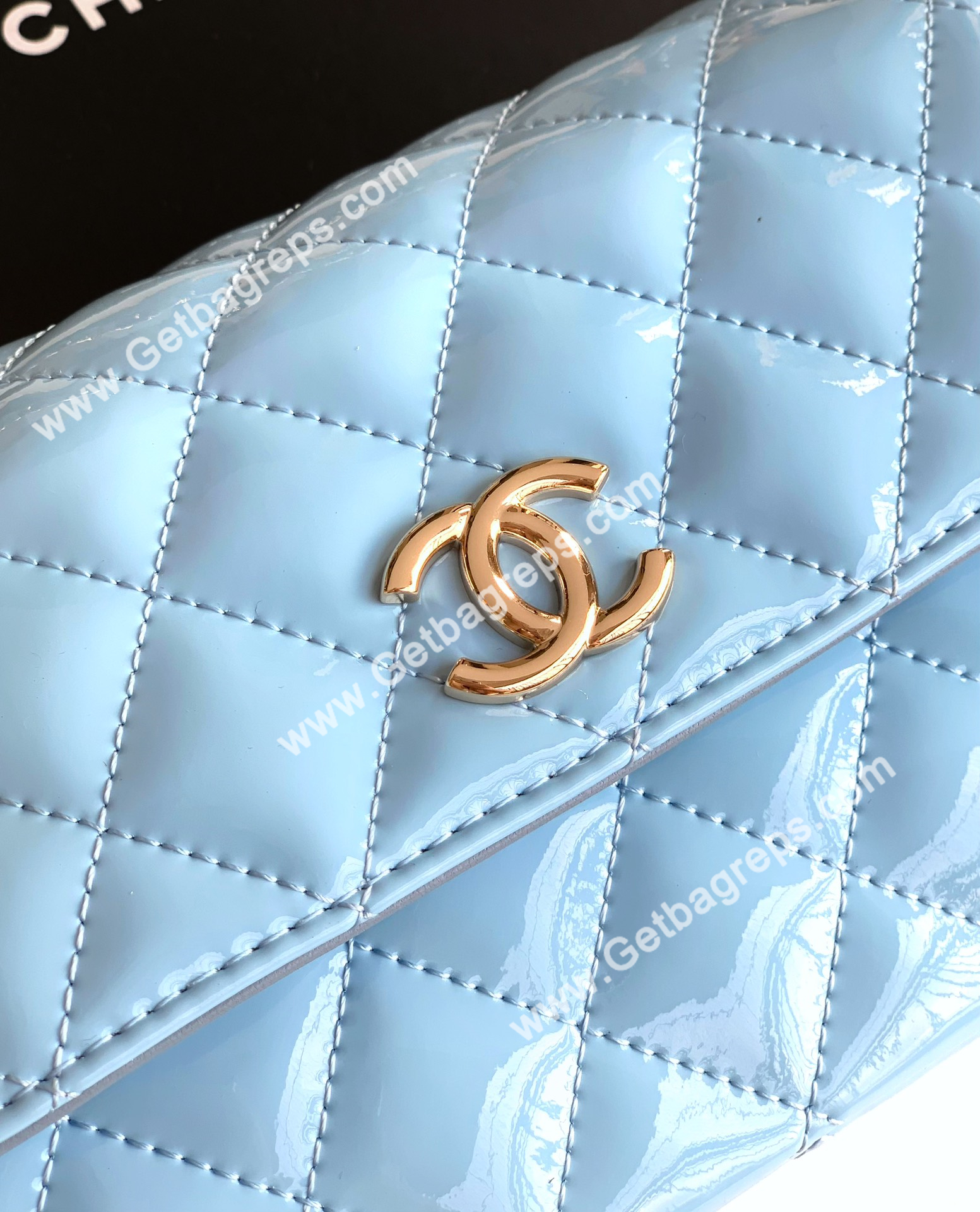 Chanel Top Handle Bag Blue Leather