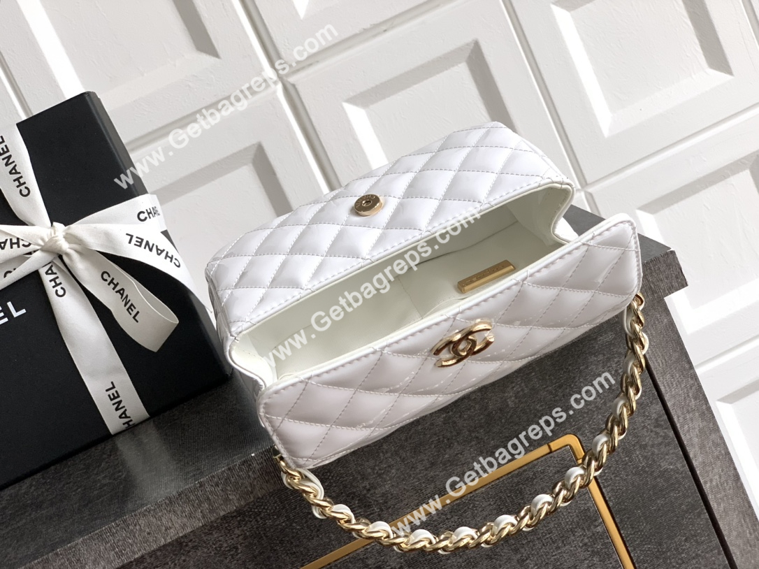 Chanel Top Handle Bag Pink Leather