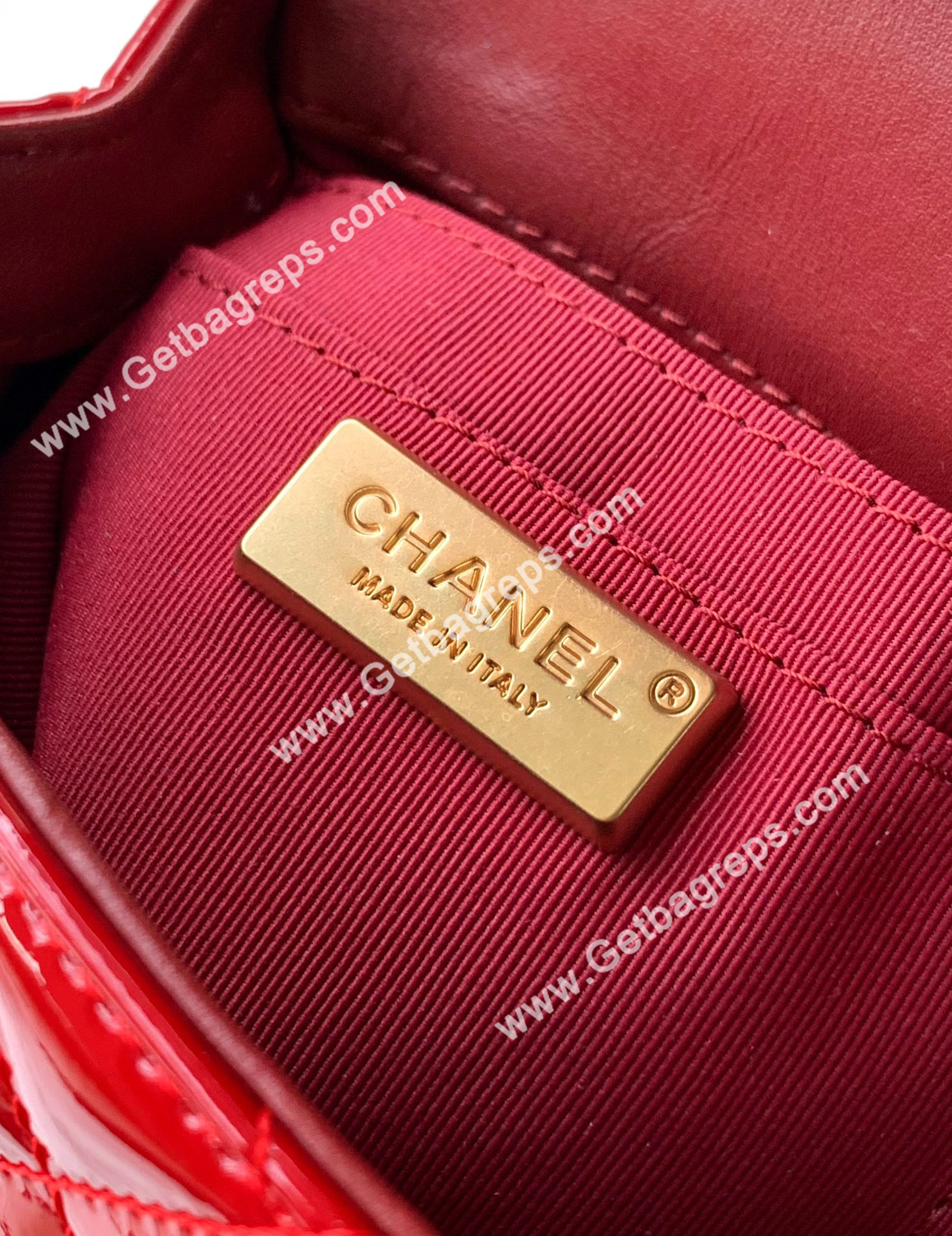 Chanel Top Handle Bag Red Patent Leather