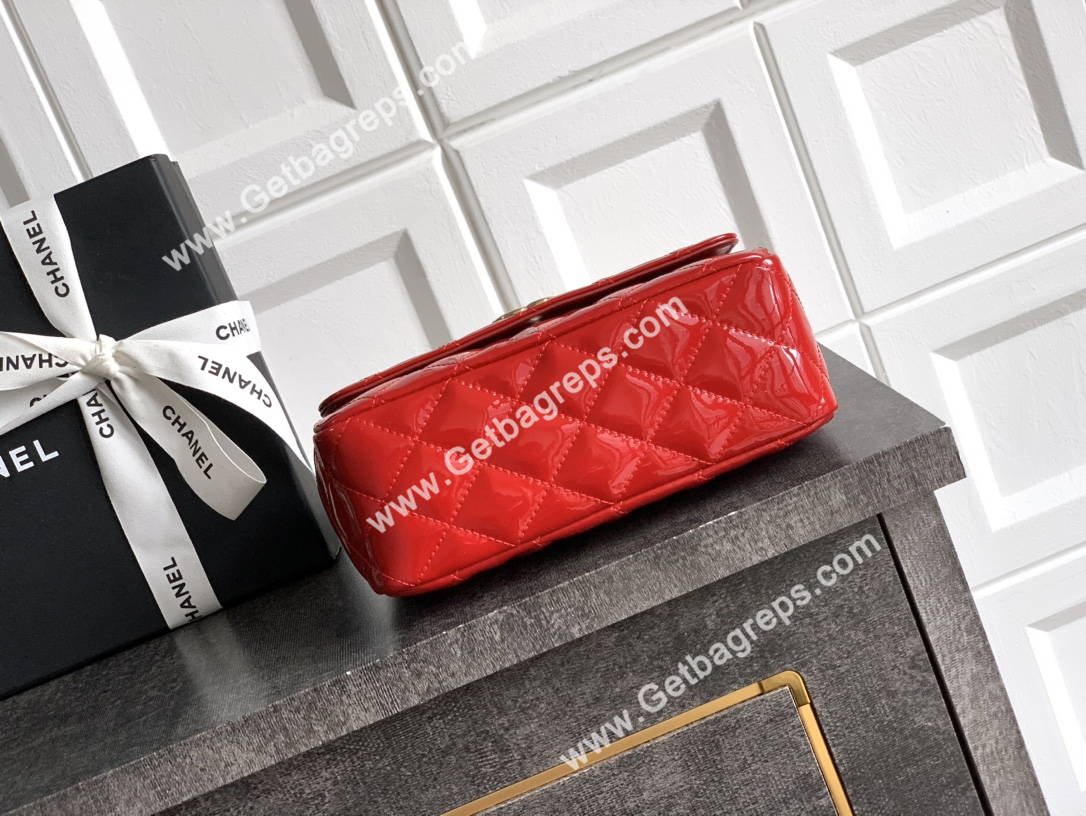 Chanel Top Handle Bag Red Patent Leather