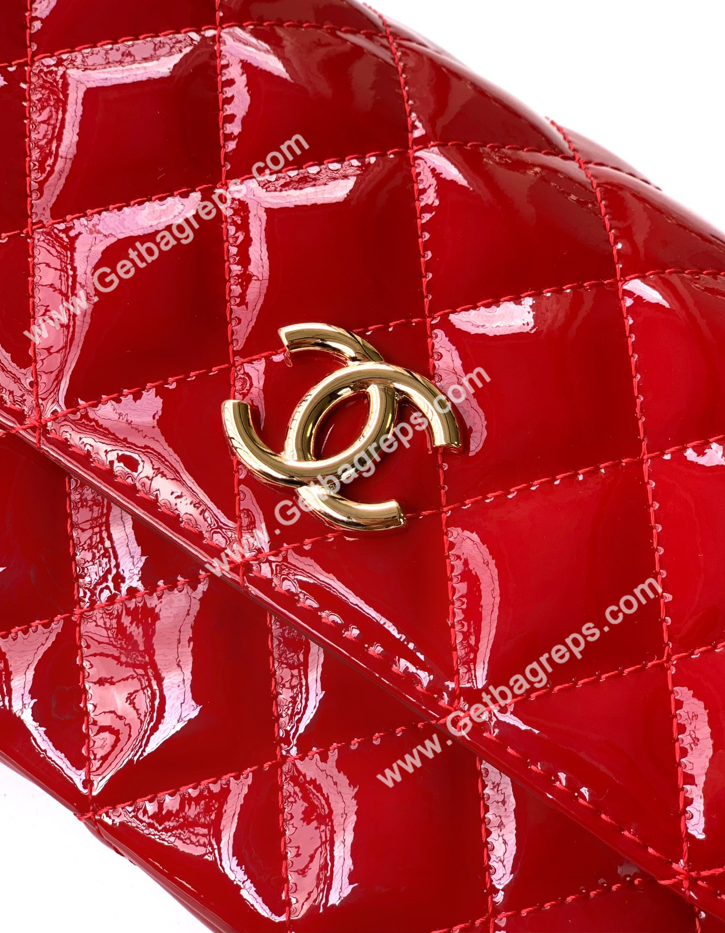 Chanel Top Handle Bag Red Patent Leather