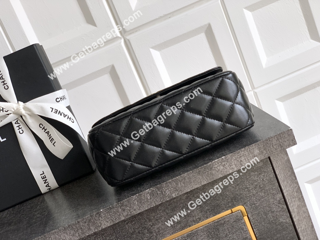 Chanel Top Handle Bag Sheepskin Black