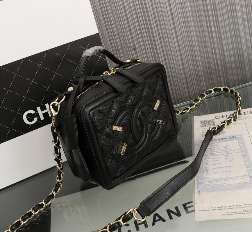 Chanel Vanity Case Grained Calfskin With Gold-Tone Metal Black