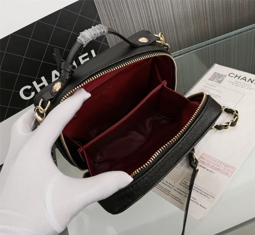 Chanel Vanity Case Grained Calfskin With Gold-Tone Metal Black