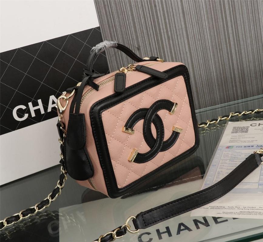 Chanel Vanity Case Grained Calfskin With Gold-Tone Metal Pink