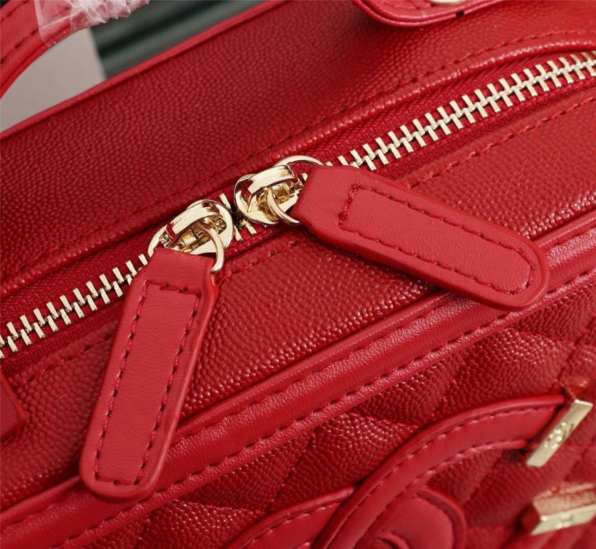 Chanel Vanity Case Grained Calfskin With Gold-Tone Metal Red