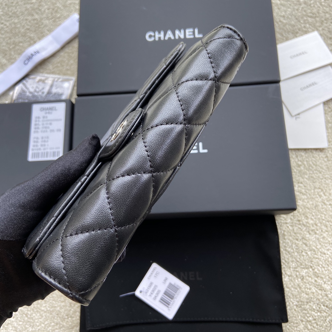 Chanel Wallet Lambskin Silver Black AP31506