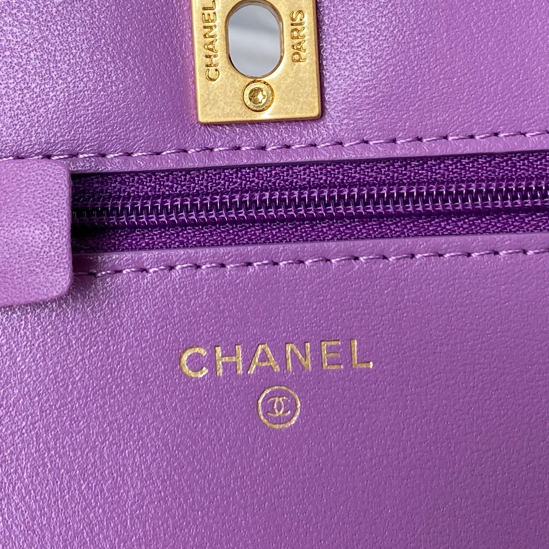 Chanel Wallet on Chain PurPle Lambskin Gold-Tone Metal AP1450