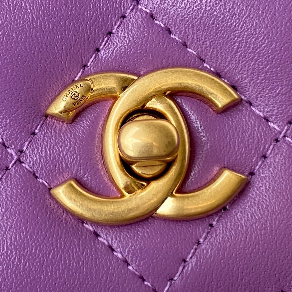 Chanel Wallet on Chain PurPle Lambskin Gold-Tone Metal AP1450