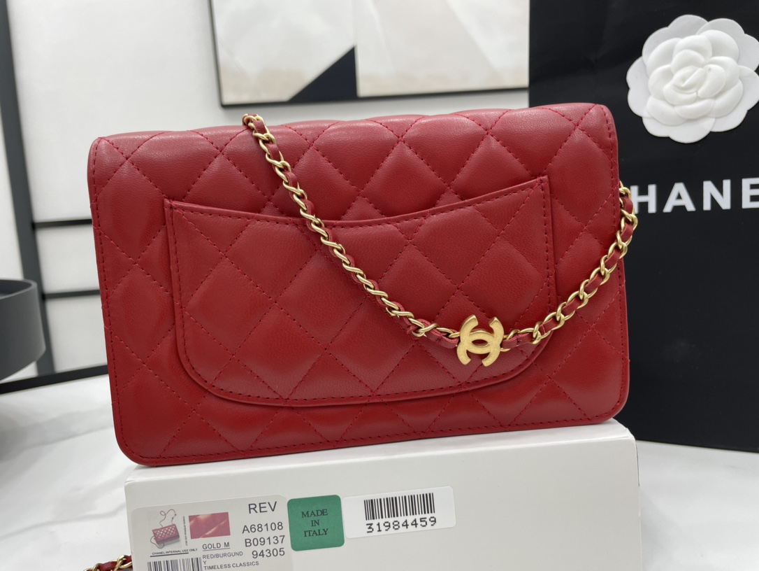 Chanel Wallet on Chain With Heart Chain Red Leather A68108