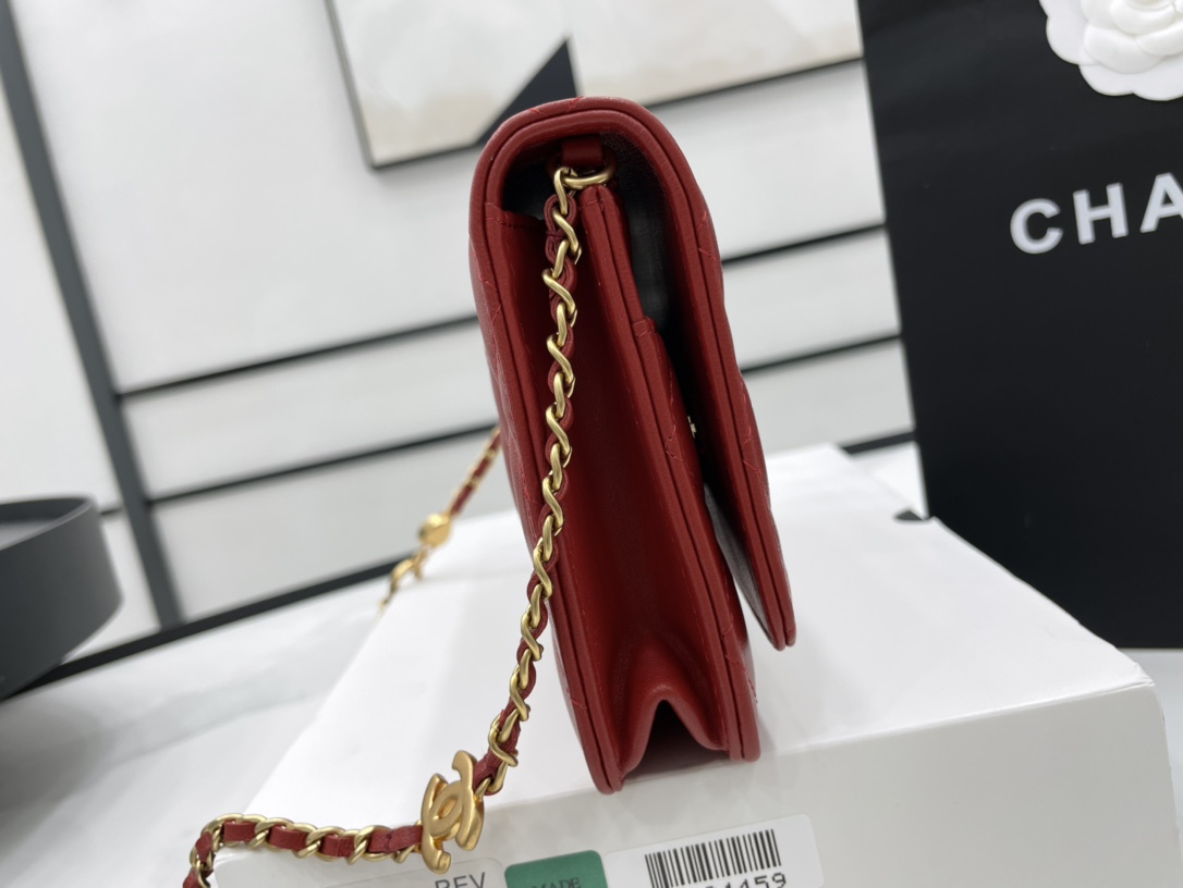 Chanel Wallet on Chain With Heart Chain Red Leather A68108