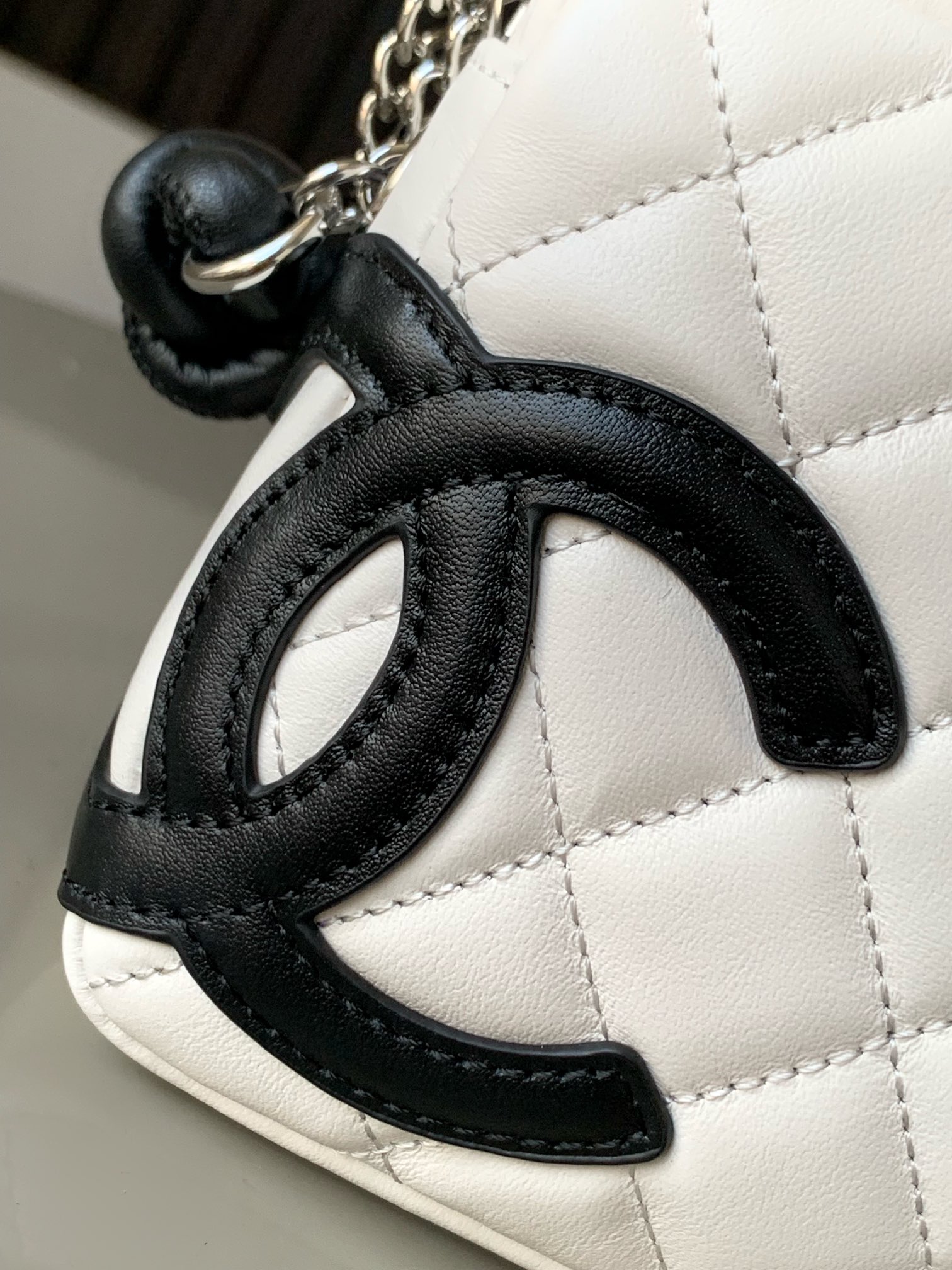 Chanel White Calfskin Cambon Ligne Bowler