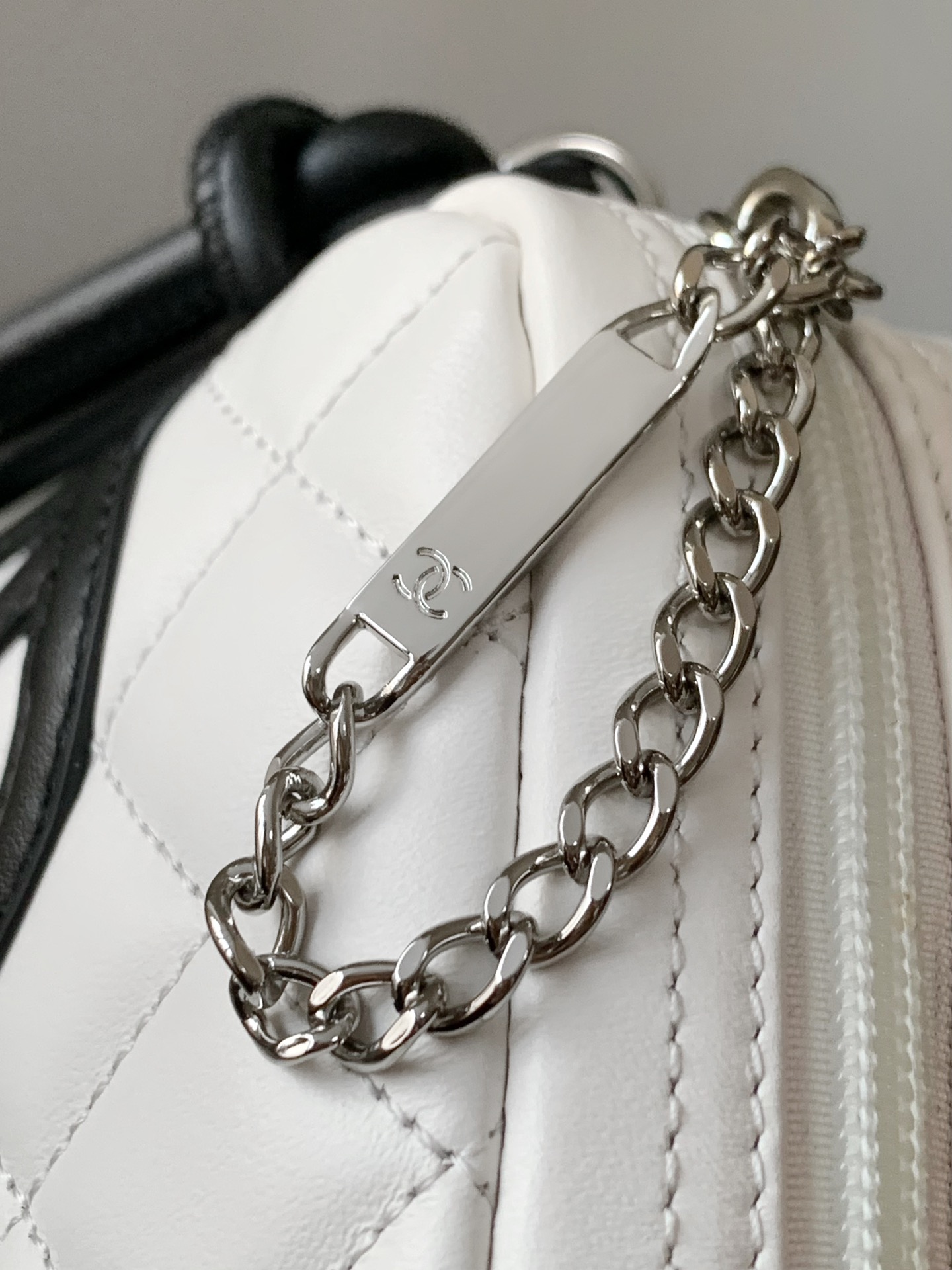 Chanel White Calfskin Cambon Ligne Bowler