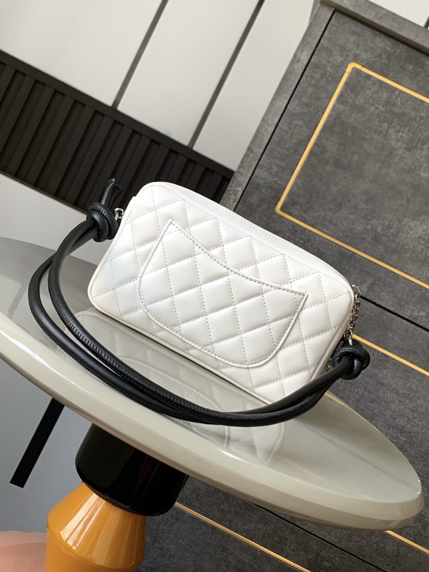 Chanel White Calfskin Cambon Ligne Bowler