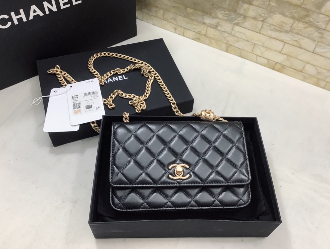 Chanel Woc Wallet on Chain Pearl Crush Black