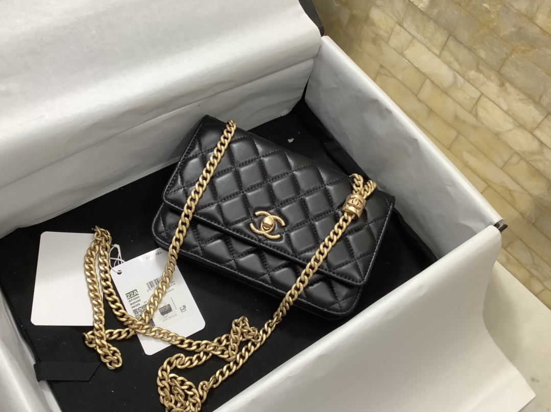 Chanel Woc Wallet on Chain Pearl Crush Black