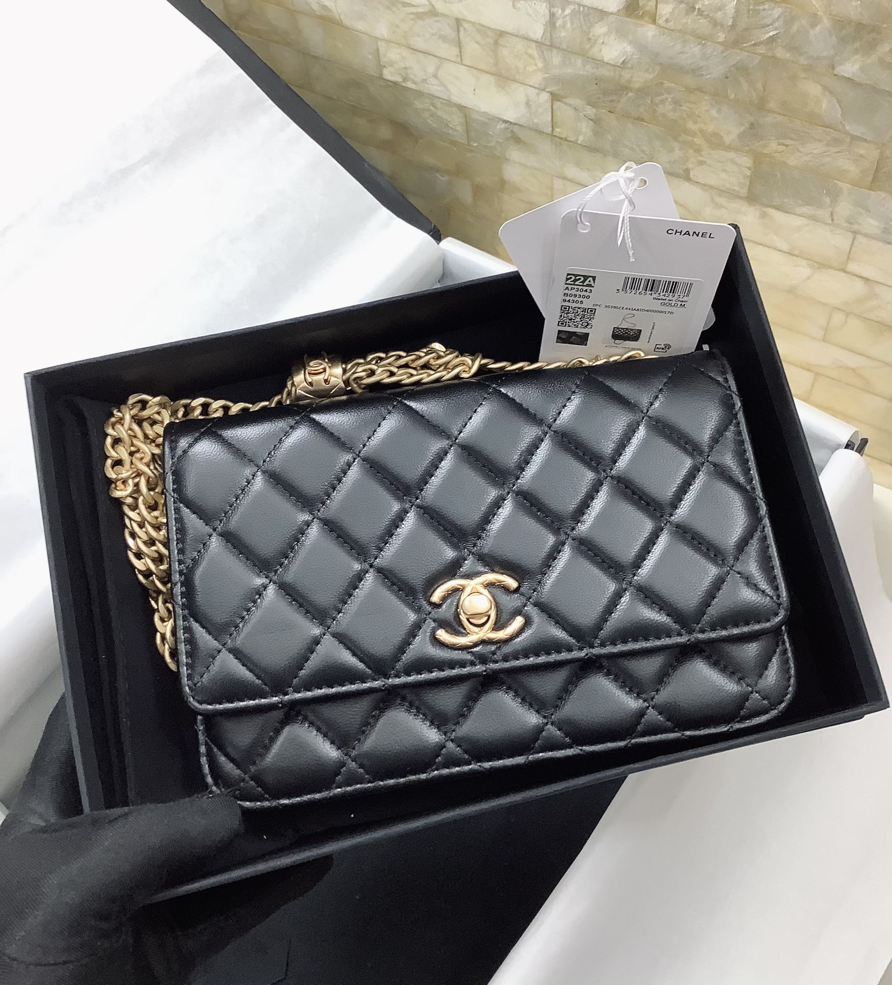 Chanel Woc Wallet on Chain Pearl Crush Black