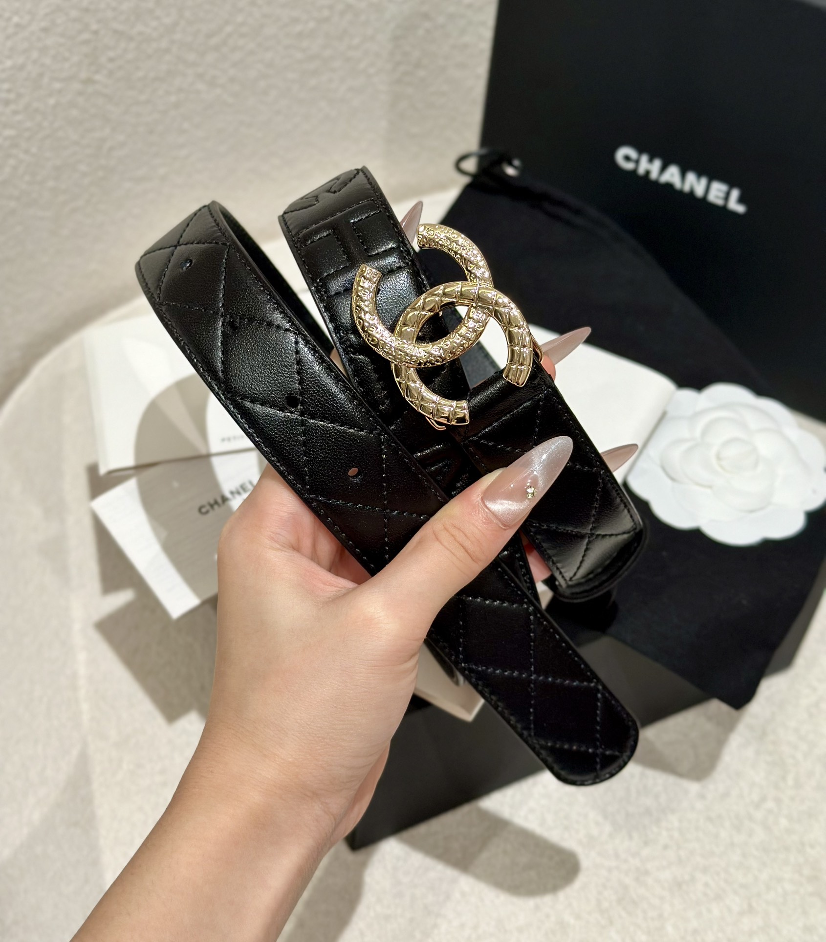 Chanel Women Leather Belt Width 3.0cm -0007