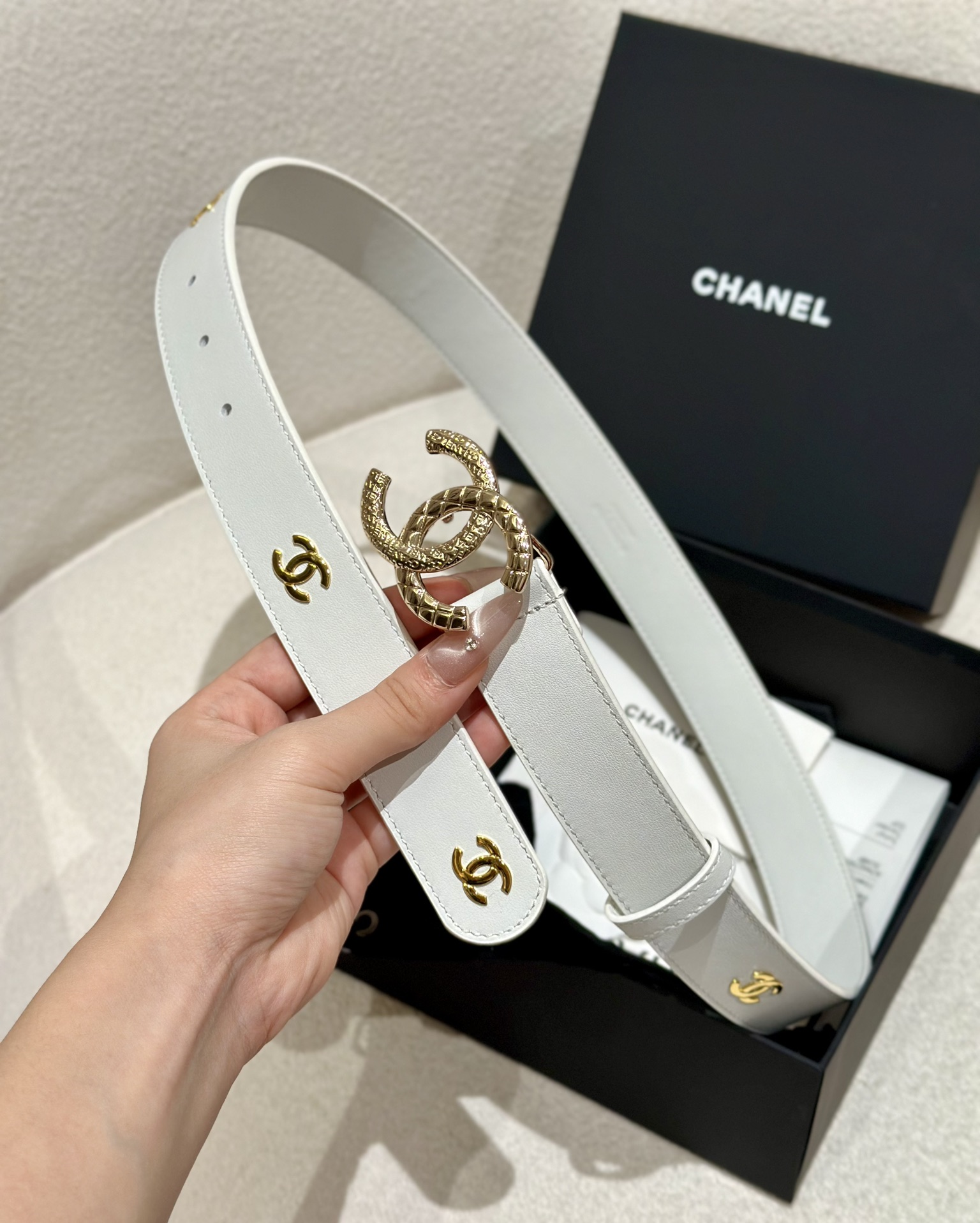 Chanel Women Leather Belt Width 3.0cm -0010