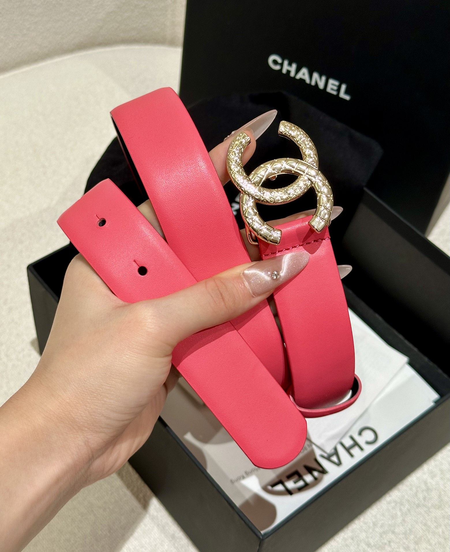 Chanel Women Leather Belt Width 3.0cm -0013