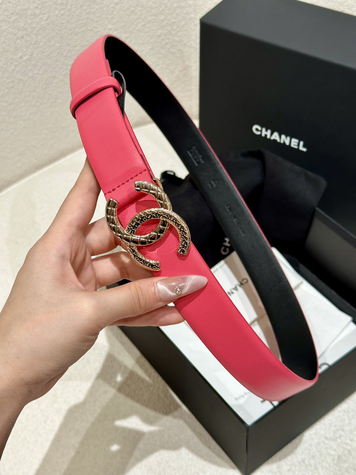 Chanel Women Leather Belt Width 3.0cm -0013