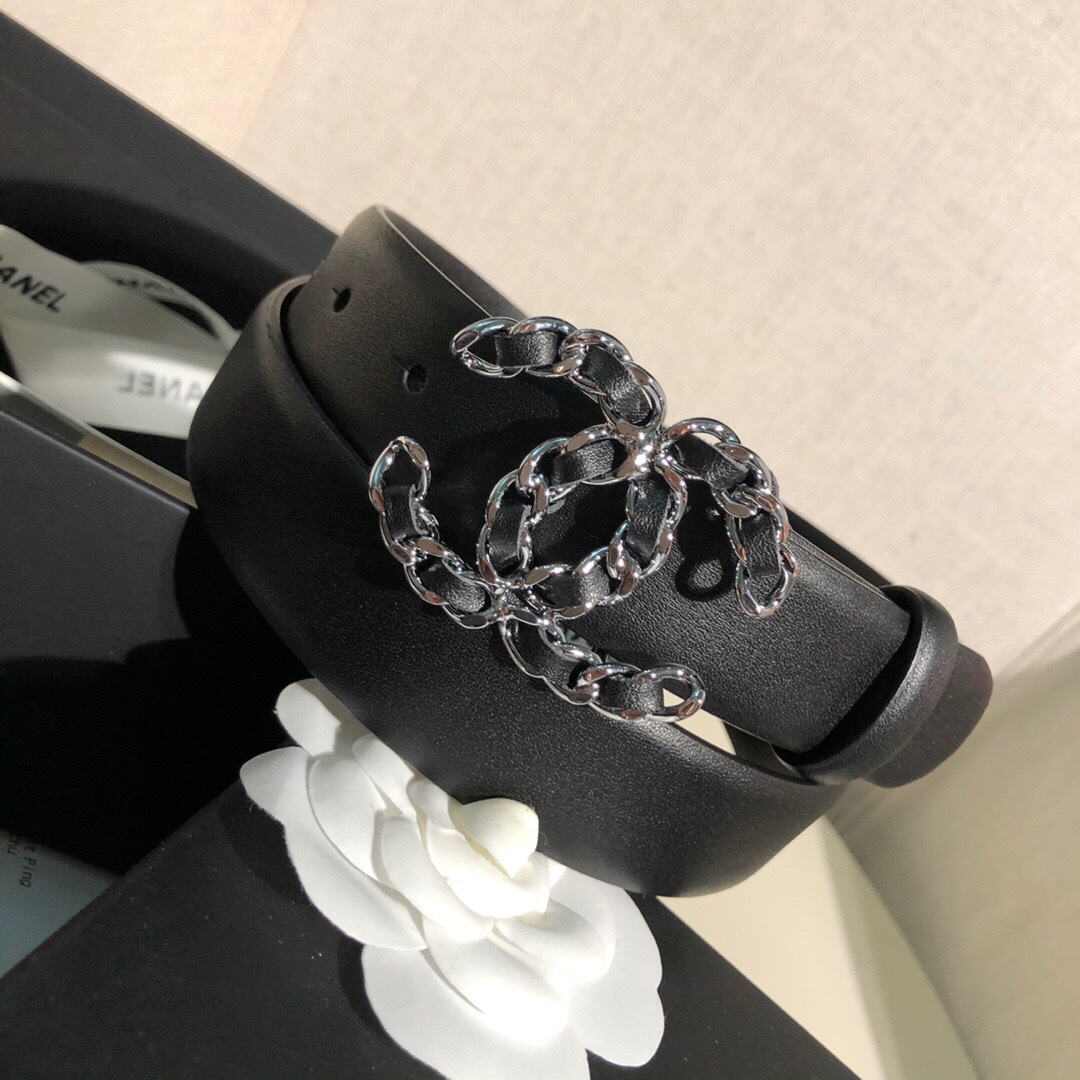 Chanel Women Leather Belt Width 3.0cm -0014