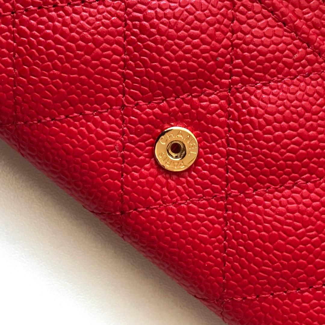 Cheap Chanel CF Card Small Bag Caviar Quilted Genuine Leather Dark Red Gold Hardware