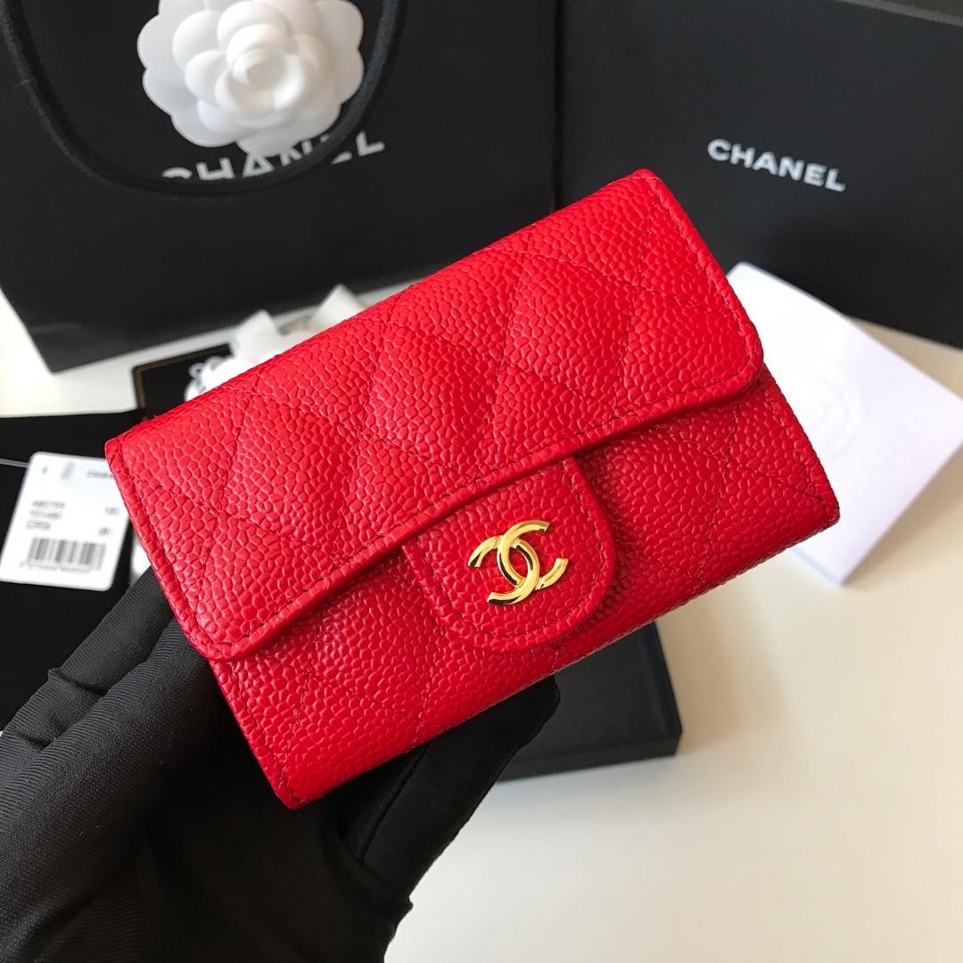 Cheap Chanel CF Card Small Bag Caviar Quilted Genuine Leather Dark Red Gold Hardware