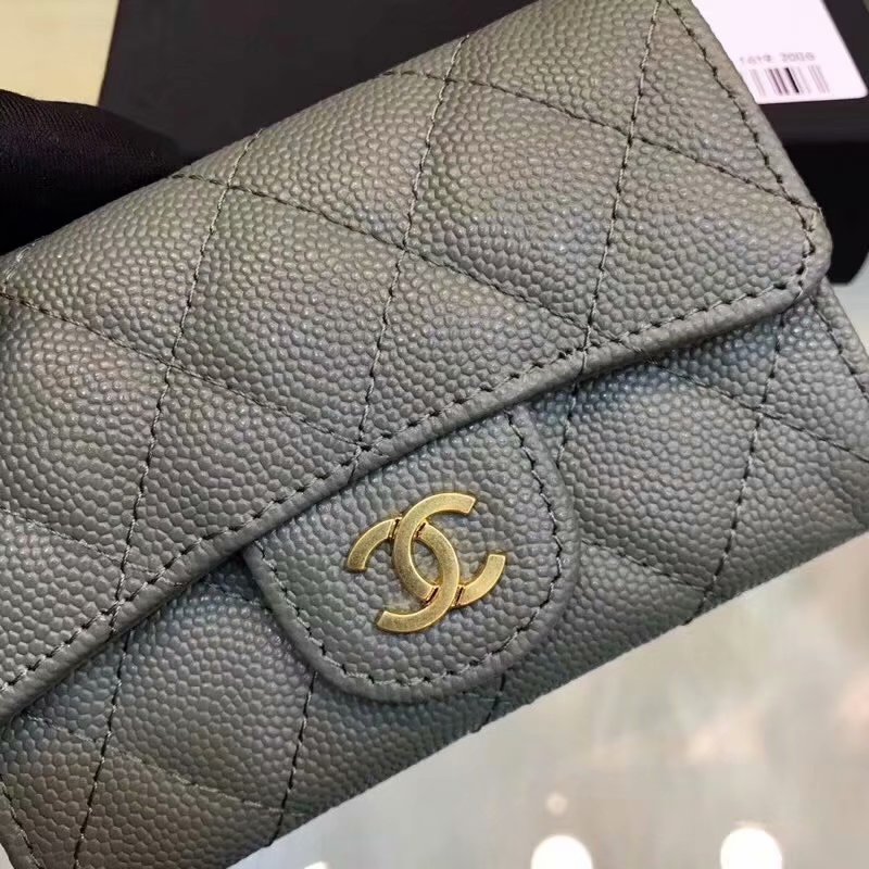 Cheap Chanel CF Card Small Bag Caviar Quilted Genuine Leather Gray Gold Hardware