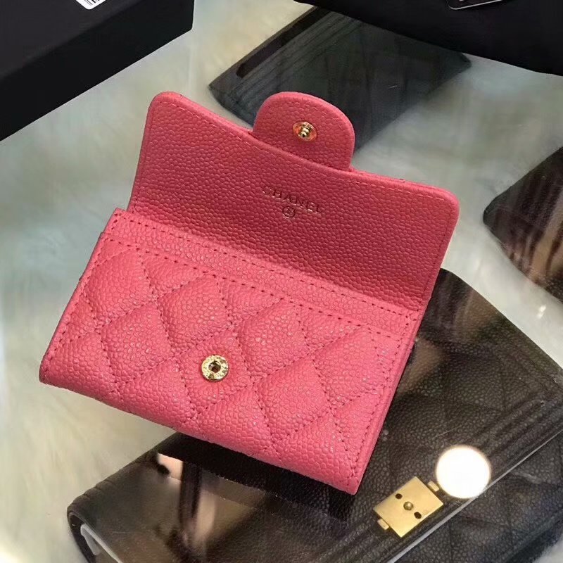 Cheap Chanel CF Card Small Bag Caviar Quilted Genuine Leather Pink Gold Hardware